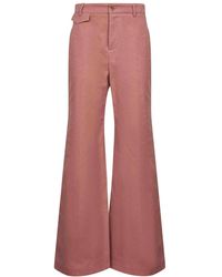 Chloé - Hoge Taille Flared Broek Roze Katoen - Lyst