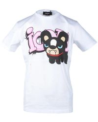 DSquared² - Weißes print t-shirt frühling/sommer - Lyst