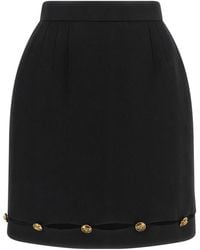 Versace - Rokken ,Zwart ,Wol Medusa Head-Button Mini Rok - Lyst