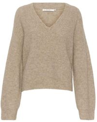 Gestuz - Weicher V-Ausschnitt Strickpullover Warm Sand - Lyst