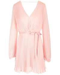 Max Mara - Rosa chiffon mini kleid mit v-ausschnitt - Lyst