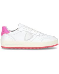 Philippe Model - Stylische niedrige sneakers,sneaker nice low,weiße sneakers mit rosa akzenten - Lyst