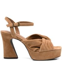 Ash - Schoenen ,Bruin ,Suède Opus Suede Enkelband Hoge Hak Plateau Sandalen - Lyst