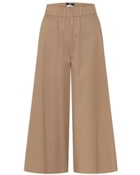 Riani - Broeken ,Bruin ,Katoen Wijde Cropped Broek - Lyst