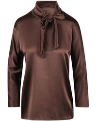 Jucca - Blusa De Seda Con Cuello Alto, Mujer, Talla - Lyst