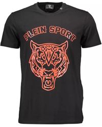 Philipp Plein - Schwarzes baumwoll-t-shirt, kurzarm, rundhals, druck - Lyst