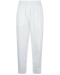 Eleventy - Broeken ,Wit ,Katoen Pantalone Con Elastico - Lyst