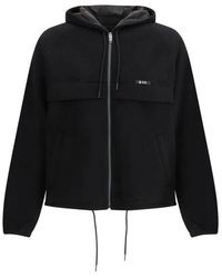 Prada - Jassen ,Zwart ,Polyester Polyester Shell Jas Met Ritssluiting - Lyst