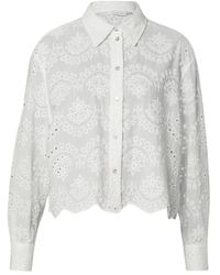 ONLY - Camisa blanca con patrón de malla - Lyst