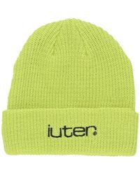 Iuter - Accessoires ,Groen ,Wol Grid Lime Beanie Hoed - Lyst