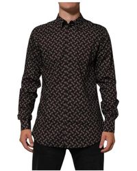 Dolce & Gabbana - Brownfloral Collared Formal Dress Shirt Cotton - Lyst