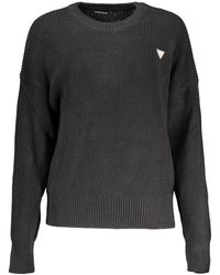 Guess - Schwarzer baumwollpullover mit applikation logo - Lyst