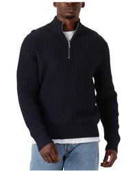 SELECTED - Truien & Vesten ,Blauw ,Slhtom Ls Knit Structure Half Zip - Lyst