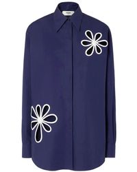Fendi - Overhemden ,Blauw ,Katoen Cotton Poplin Shirt - Lyst