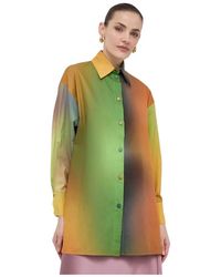 Silvian Heach - Overhemden ,Veelkleurig ,Katoen Ombre Katoenen Shirt - Lyst