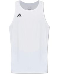 adidas - Fitness ,Wit ,Polyester Adizero Essentials Running Singlet - Lyst