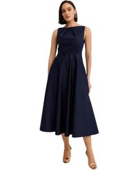 Roland Mouret - Dunkelblaues midi-boot-ausschnitt-kleid - Lyst