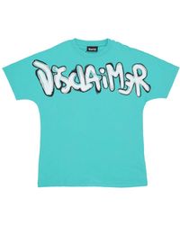 DISCLAIMER - Tops ,Blauw ,Katoen Logo Crop Tee Mint Korte Mouw - Lyst