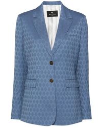 Etro - Wol Jacquard Jas - Lyst