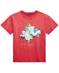 Ralph Lauren - Camiseta de algodón roja con estampado gráfico - Lyst