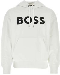 BOSS - Ullivan flocked logo hoodie - Lyst