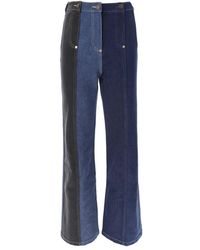 Moschino - Jeans ,Blauw ,Denim Patchwork Flare Denim Jeans - Lyst