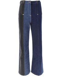 Moschino - Jeans ,Blauw ,Denim Patchwork Flare Denim Jeans - Lyst