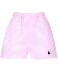 MSGM - Korte Broeken ,Veelkleurig ,Katoen Striped Shorts - Lyst