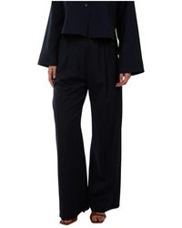 ODEEH - Broeken ,Blauw ,Wol Wide Broeken - Lyst