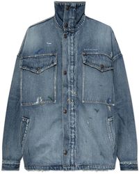 Balenciaga - Jassen ,Blauw ,Denim Vintage-Effect Denim Jack - Lyst