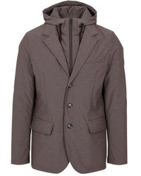Herno - Jassen ,Bruin ,Katoen Blazer Met Capuchon - Lyst