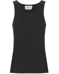 Coperni - Zwarte Mouwloze Top Met Ronde Hals En Geborduurd Detail - Lyst