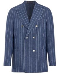 Oscar Jacobson - Kostuums ,Blauw ,Linnen Farris Patch Soft Blazer - Lyst