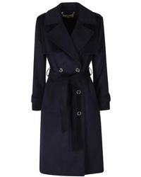 Michael Kors - Jassen ,Blauw ,Wol Gedetailleerde Wollen Mix Jas - Lyst