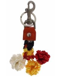 Dolce & Gabbana - Red White Raffia Leather Clasp Finder Keyring Keychain - Lyst