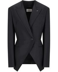 Givenchy - Jassen ,Zwart ,Wol Geknoopte Double-Breasted Jas - Lyst