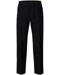 SELECTED - Broeken ,Zwart ,Leer Leroy Straight Broeken - Lyst