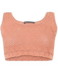 Alberta Ferretti - Zacht Cropped Top Met Brede Bandjes - Lyst