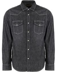 Moorer - Denim Overhemd Met Twee Voorzakken - Lyst