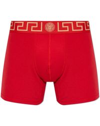 Versace - Ondergoed ,Rood ,Katoen Cotton-Jersey Lange Trunks - Lyst
