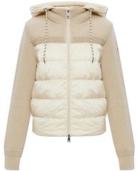 Moncler - Truien & Vesten ,Wol Cardigan Met Gewatteerd Voorpand - Lyst