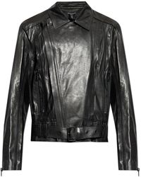 Balmain - Jassen ,Zwart ,Leer Lamsleren Jas - Lyst