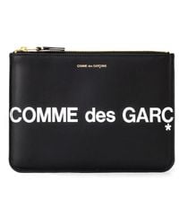 Comme des Garçons - Accessoires ,Zwart ,Leer Zwarte Leren Portemonnee Met Groot Logo - Lyst