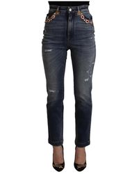 Dolce & Gabbana - Blaue high waist skinny denim jeans - Lyst