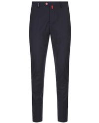 Kiton - Blaue Woll Elastan Hose - Lyst