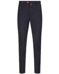 Kiton - Blauwe Wol Elastaan Broek - Lyst