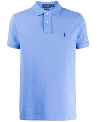 Polo Ralph Lauren - Tops ,Blauw ,Katoen Slim-Fit Piqué Polo - Lyst