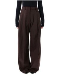 Thelatest - Bruine Wollen Wijde Pijp Broek - Lyst
