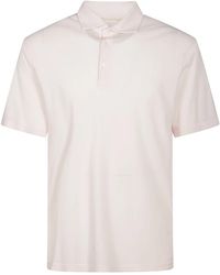 Fedeli - Tops ,Roze ,Katoen Superlicht Piqué Poloshirt Met Korte Mouwen - Lyst