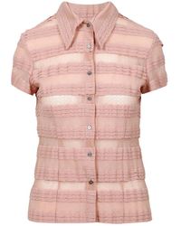 N°21 - Crepe Effect Weave Mock Neck Shirt - Lyst